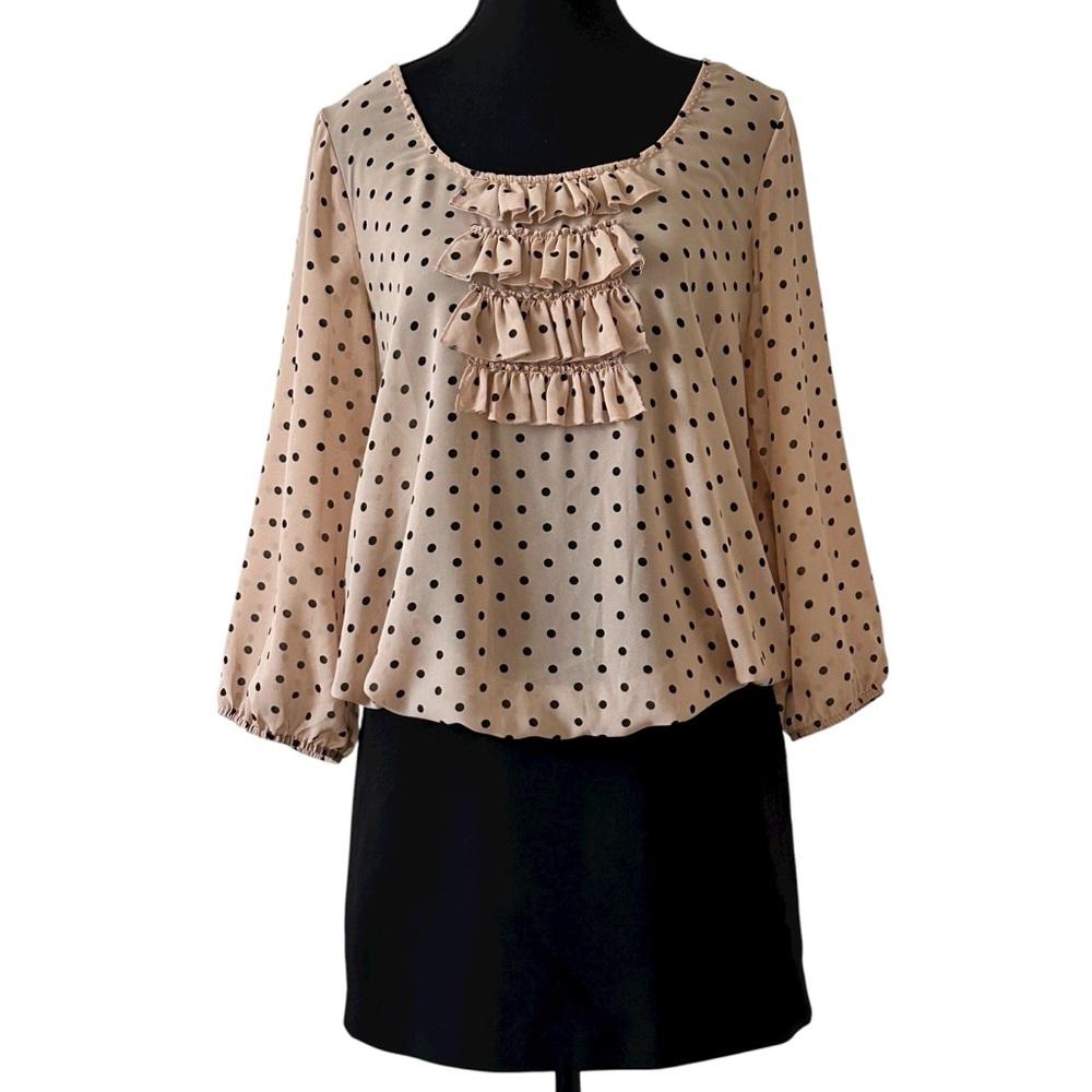 Forever 21 Cream and Black Polka Dot Blouse size M